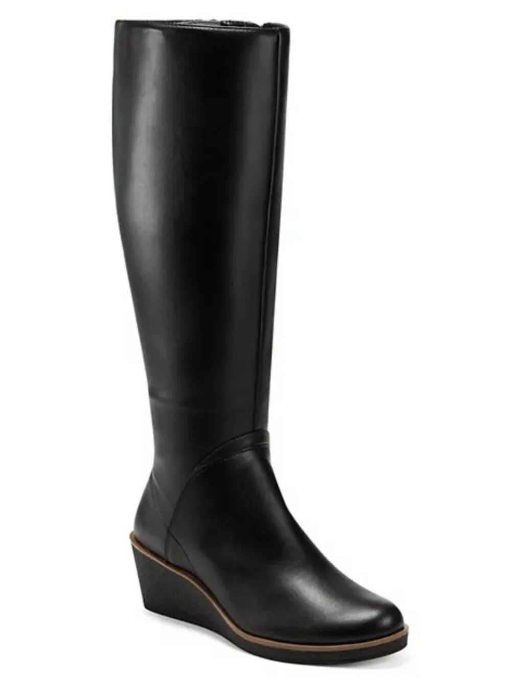 Aerosoles Binocular Knee High Wedge Boots Black Size 10W NWT